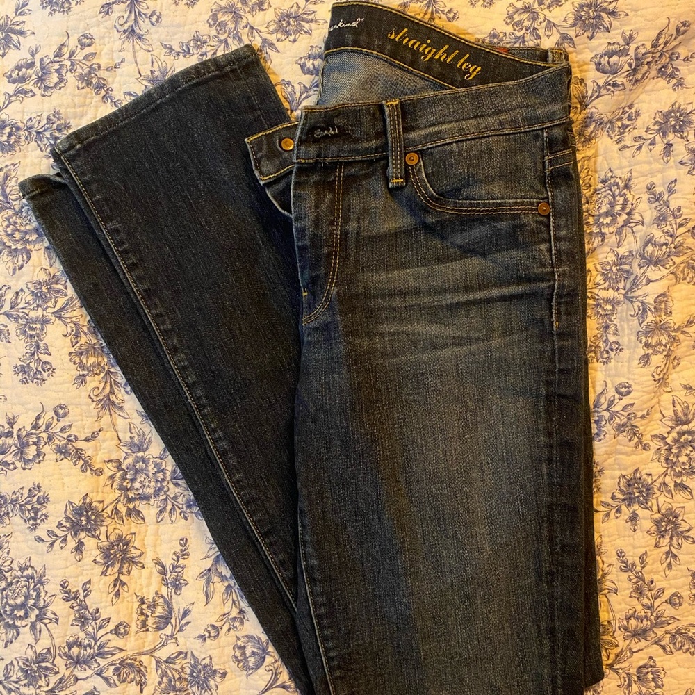 7 for all Mankind straight leg dark wash jeans